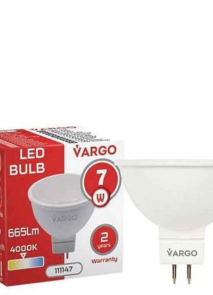 Лампа світлодіодна 7w gu5,3 mr16 4000к 220v (v-111147) тм vargo
