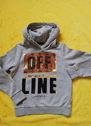 Світшот для дівчинки сірий з написом off line