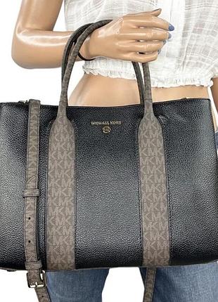 Сумка жіноча michael kors чорна з коричневим логотипом