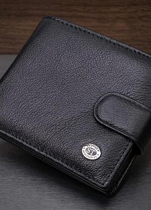 Классическое портмоне для мужчин с блоком для карт из натуральной кожи st leather 19473 черное