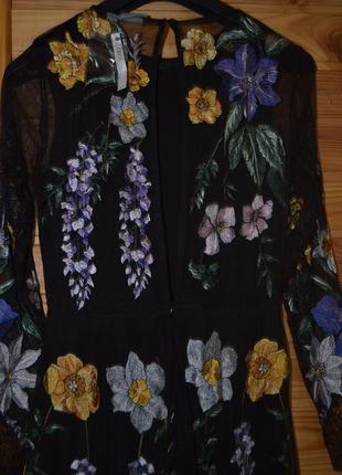 Роскошное платье с вышивкой на сетке asos люкс коллекция! вышивка в цветы!10 фото