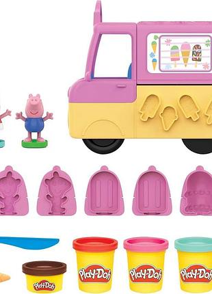 Набор для лепки hasbro play-doh машинка с мороженым свинка пеппа (f3597)