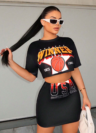 Shein sxy мини юбка usa basketball game