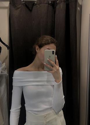 Лонгслів жіночий zara з відкритими плечима, білий
