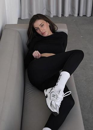 Спортивний костюм жіночий lexie motion (легінси + кроп-топ) чорний m-l