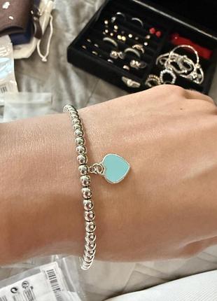 Браслет жіночий tiffany & co. срібний з блакитним серцем