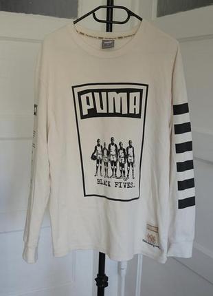 Чоловічий лонгслів puma black fives кремовий