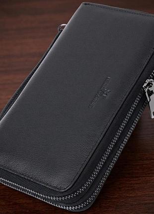 Стильний чоловічий клатч на два відділення із натуральної шкіри st leather 22700 чорний