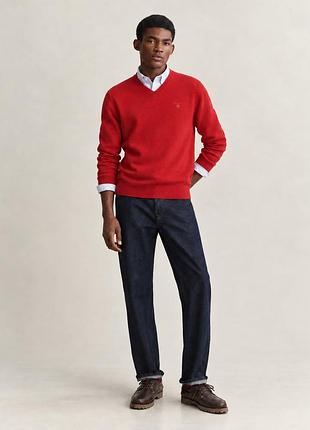 Светр чоловічий gant червоний, 100% lambswool