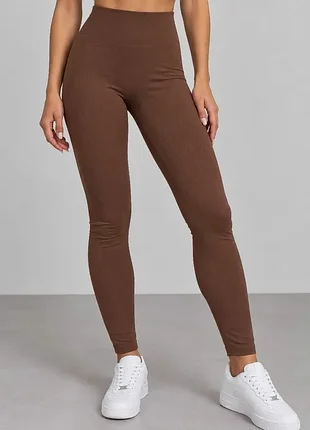 Лосины однотонные в рубчик утепленные на флисе. 238r605