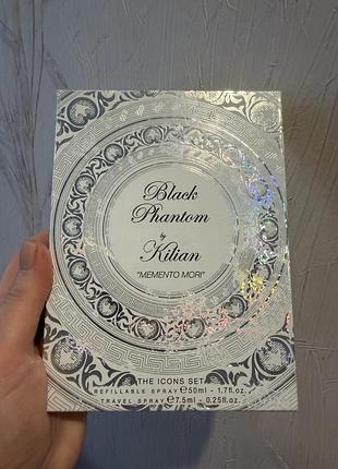 Подарунковий набір парфумів від kilian paris- black phantom - "memento mori",оригінал,набір запечатаний (edp/50ml+edp7,5 ml)