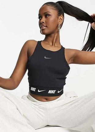 Спортивный удлинённый топ найк для спорта укороченная майка кроп nike