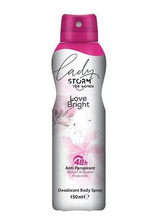 Женский дезодорант-антиперспирант lady storm love bright 150 мл