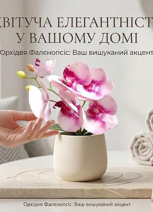 Искусственная орхидея фаленопсис премиум-класса real touch
