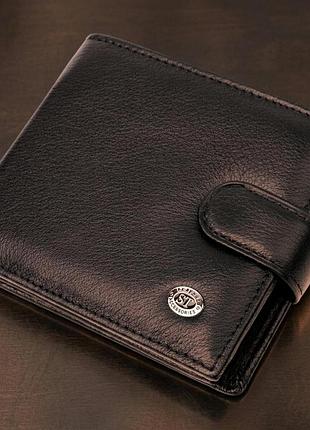 Бумажник мужской среднего размера из натуральной кожи st leather 22473 черный