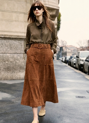 Юбка юбка из натуральной замши massimo dutti. размер м