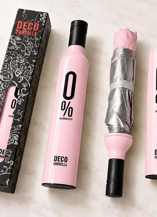Парасолька-пляшка deco umbrella складаний напівавтомат 8 спиць, у футлярі рожевий