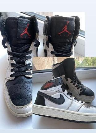 Орігінал nike air jordan basketball 🏀 vietnam,кросівки чоловічі унісекс натшкіри,біло-чорні/червоний,снікерси,хай топи,високий галеностоп,38-37,5/25см