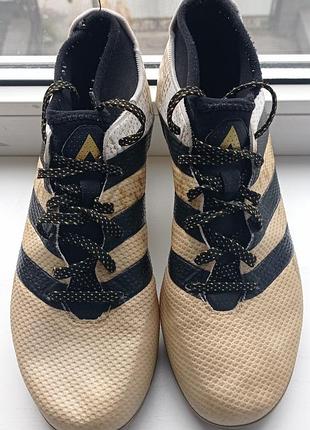 Кросівки adidas для підлітків, бежеві з чорним, довжина устілки 24,5 см
