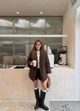 Трендовый пуфер на запах😍 oversize куртка одеяло, куртка ковдра, шоколадна тепла куртка
