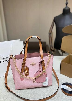 Сумка coach mollie tote bag in signature pink canvas