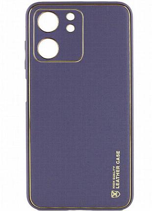 Кожаный чехол xshield для xiaomi redmi 13c / poco c65 серый / lavender gray
