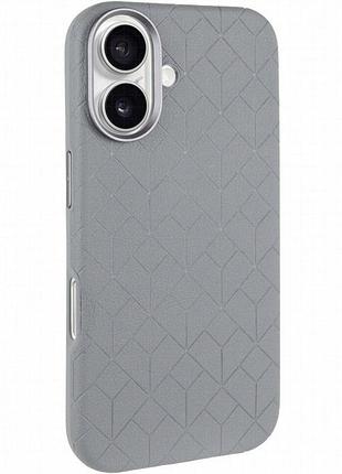 Кожаный чехол carved with magnetic fit для apple iphone 16 (6.1") grey