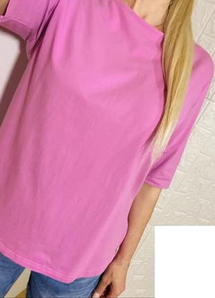 L-xl бавовна трикотажна футболка подовжена бузкова жіноча