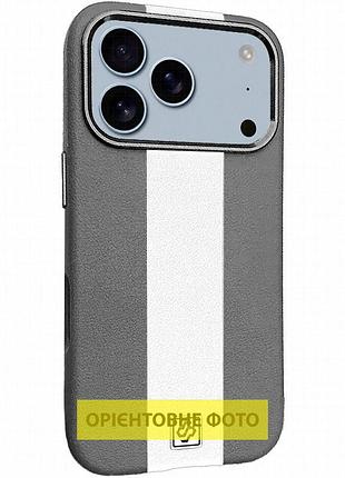 Кожаный чехол rally with magnetic fit для apple iphone 17 air (6.5") grey / white