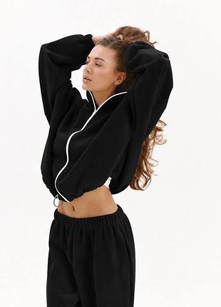 Женский теплый костюм из двухстороннего флиса, костюм с кофтой на затяжках