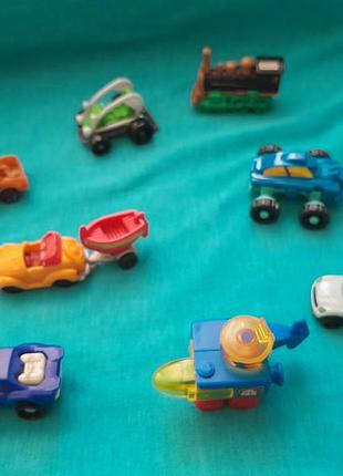 Ігровий набір kinder surprise машинки, літаки, потяги, різнокольорові, маленькі, пластик