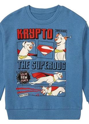 Світшот для хлопчика з принтом krypto the superdog, блакитний