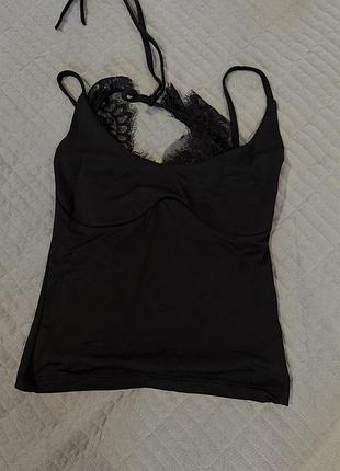 Майка жіноча як zara чорна з мереживом