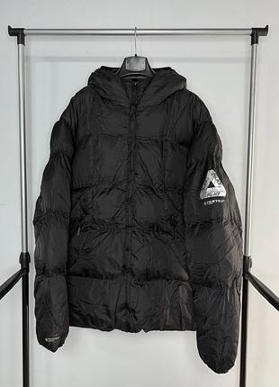 Чоловічий пуховик palace pertex / palace puffer jacket / дута зимова куртка палас / брендова куртка palace / чорна куртка palace з балаклавою / зимови
