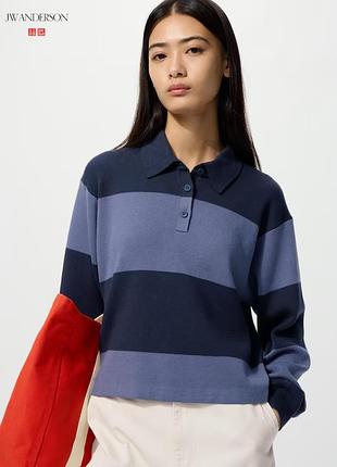 Светр жіночий uniqlo x j.w. anderson поло в смужку синій