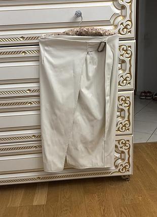 Міді спідниця жіноча romashka бежева зі штучної шкіри