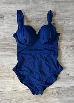 Сексуальний суцільний купальник синій calzedonia 46c