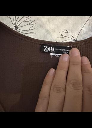 Коричневий вкорочений лонгслів zara 🤎 3
