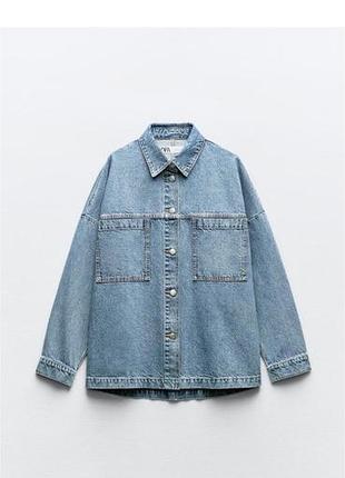 Джинсовий жакет сорочка zara 4