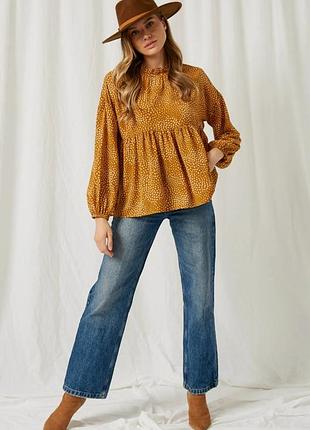Желтая блуза свободного кроя, оверсайз, с воланами от бренда "h&amp;m"