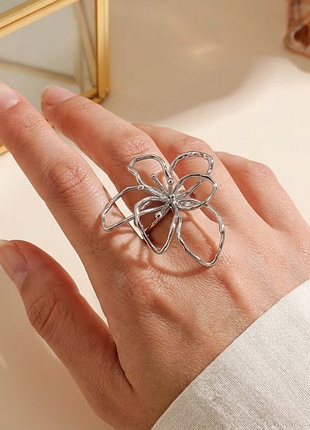 Массивное цветочное кольцо нержавеющая сталь stainless steel