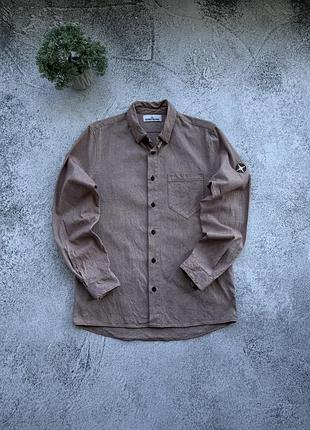 Чоловіча сорочка овершит stone island коричнева
