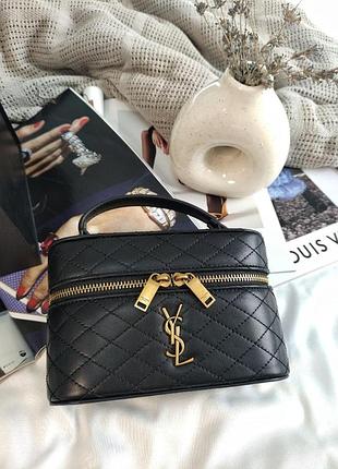 Ysl gaby vanity lacquered leather shoulder bag black