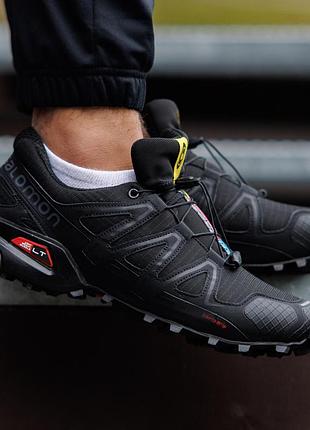 Мужские кроссовки черные salomon speedcross 4 nd саломон спидкрос спортивные на каждый день с быстрой шнуровкой влагостойкие
