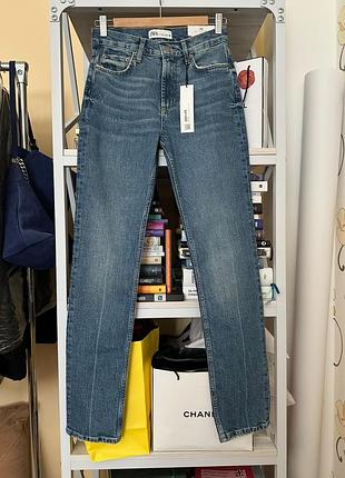 Джинси zara висока посадка слім slim fit прямі рівні