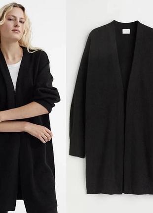 Жіночий кардиган h&m чорний в'язаний без застібки