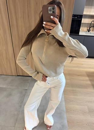 Накладной платеж ❤ 50% шерсть теплый свитер свитпер с высоким воротом под горло с молнией