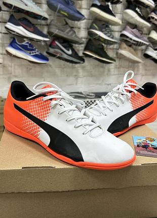 Чоловічі футзалки бутси puma evospeed 5.5 it футбольні для залу приміщення шкіряні коралові білі оригінал спортивні бу 44 р якісні пума професійні