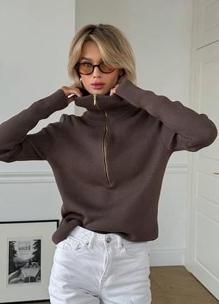 Накладной платеж ❤ 50% шерсть теплый свитер свитпер с высоким воротом под горло с молнией