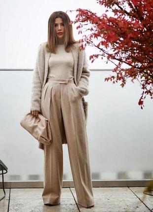 Брендовые широкие брюки с защитами палаццо  topshop